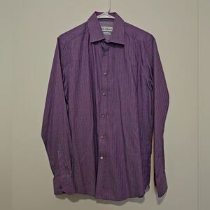 Robert Graham Tailored Fit Pink And Purple Striped Mens Button Down